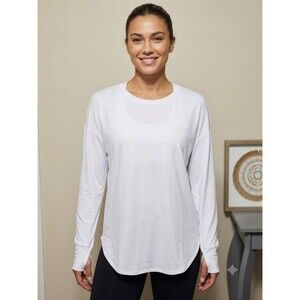 Fabletics White Crewneck Long Sleeve Workout Top - Women’s Medium